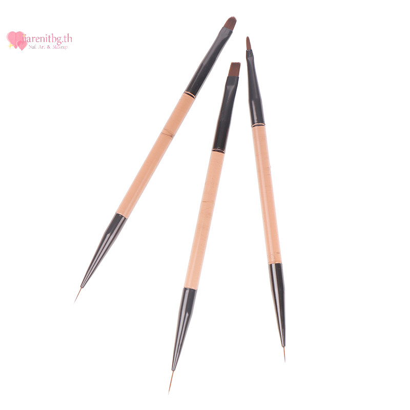 Renbg 3 ชิ้น Double Ended 7/9/11 มิลลิเมตร Liner Paing แปรงเล็บแบนรอบวาดดอกไม้ DIY กลีบปากกาเครื่องมือ TH