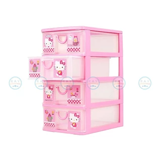 Super Lock ลิ้นชักพลาสติก 3,4 ชั้น 5806,5808 Hello Kitty 26x18 ซม. เก๊ะเก็บของ คิตตี้ ที่เก็บเครื่องประดับ ชั้นเก็บของ