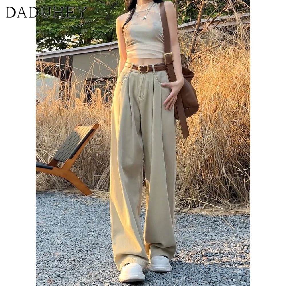 DaDuHey2026 Autumn 2026 American Retro High Street Fashion All-Match Straight Casual Pants Women's High Waist Loose and Slimming Khaki Wide Leg Jeans