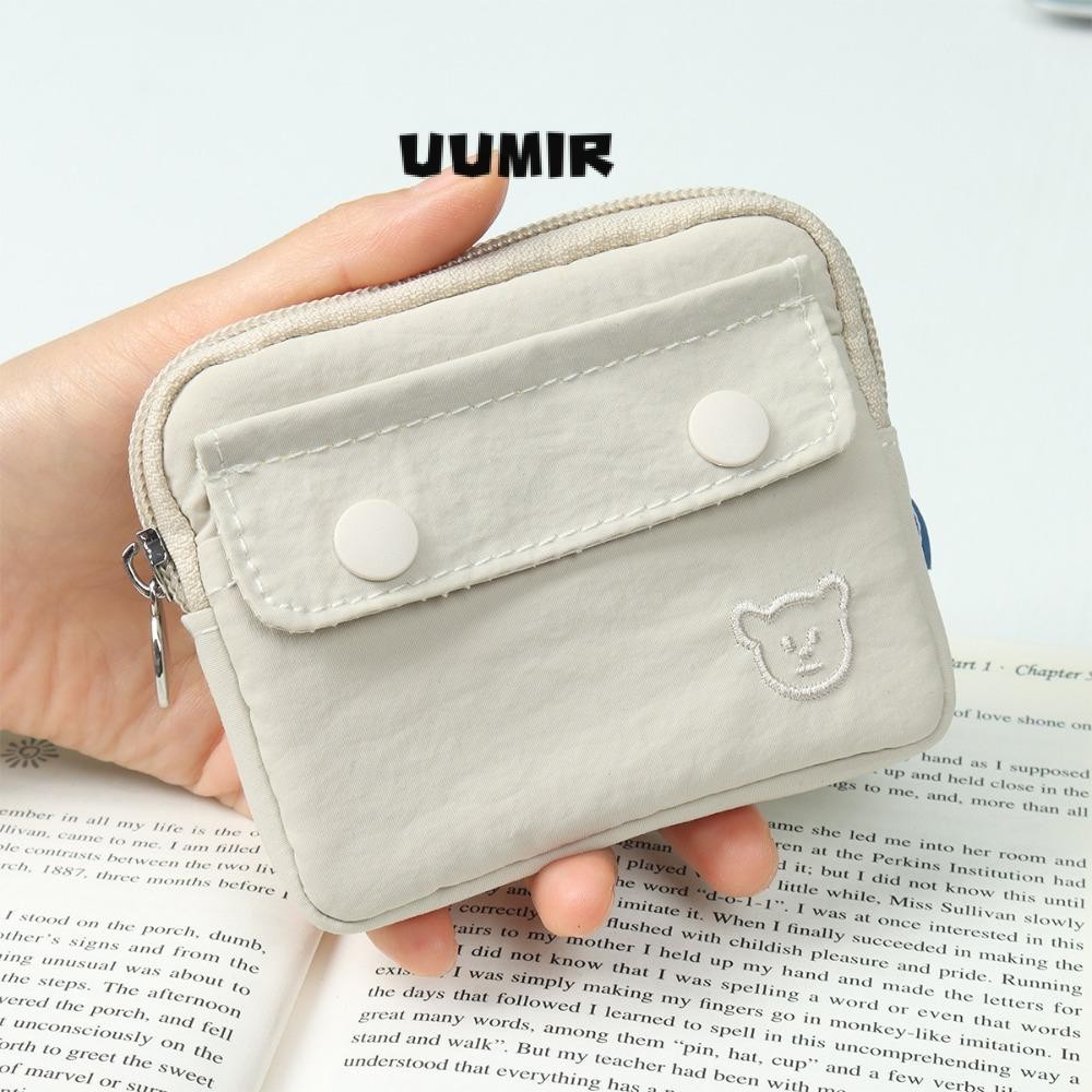 UUMIR กระเป๋าใส่เหรียญ,สีทึบความจุขนาดใหญ่กระเป๋าสตางค์ขนาดเล็ก,สวมทนซิปถุงเก็บชายหญิง
