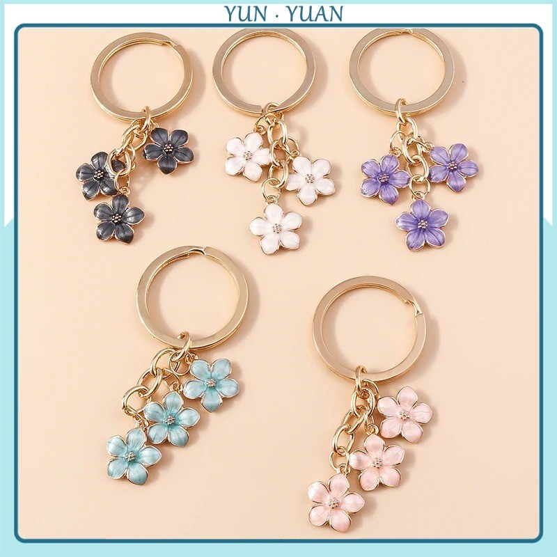 YUNYUANแฟชั่น Pearlescent หวานดอกไม้พวงกุญแจ Simple Plum Blossom กระเป๋าถือโทรศัพท์มือถือตกแต่งจี้เครื่องประดับ