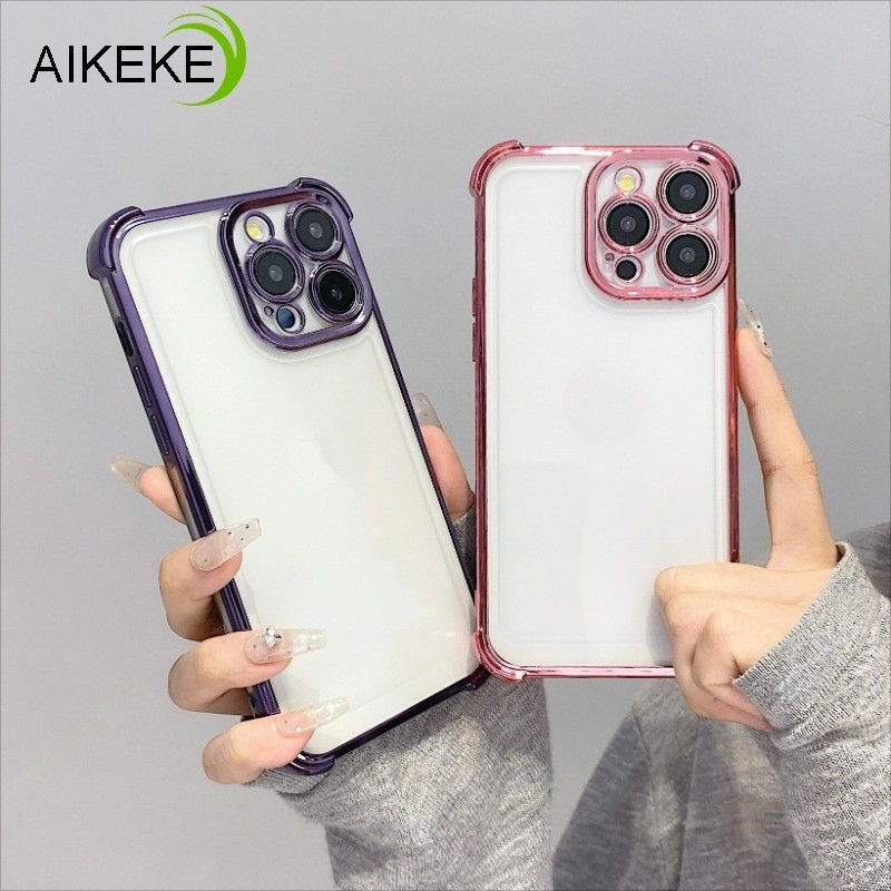 พร้อมถุงลมนิรภัยปลอกสําหรับvivo V40 V30 Pro V29 V27 V25 V23 Pro V21 V21S S19 S18E T2 Proปกหลังชุบหรูหราโปร่งใสนุ่มกันกระแทกคู่เคสโทรศัพท์
