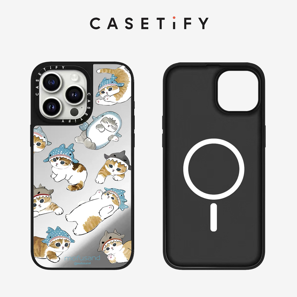 แม่เหล็กคอสเพลย์ Shark Cat hard เคสโทรศัพท์สําหรับ IPhone 15 ProMax 15Pro 15 14 13 12 11 Pro Max กรณีห่อกันกระแทกด้านหลังโปร่งใสอะคริลิคฝาครอบ