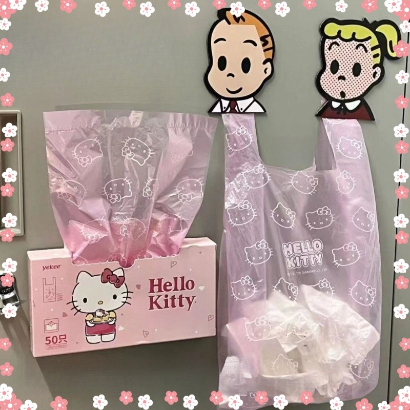 Hello Kitty Creative สีชมพูน่ารักเก็บกระเป๋าแบบพกพา Home Car Storage กระเป๋าของขวัญ