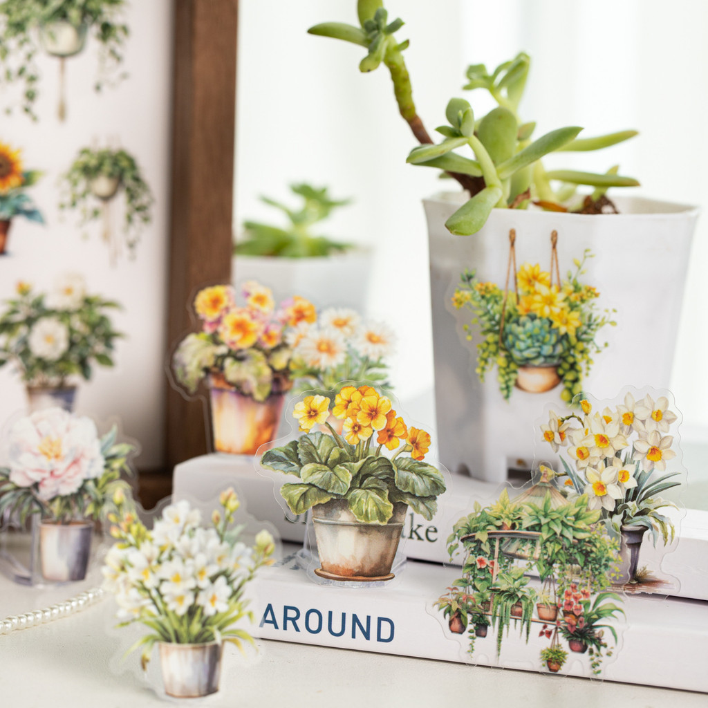 25 ชิ้นธรรมชาติกระถางต้นไม้สติกเกอร์สําหรับ Scrapbooking Self-Adhesive Scrapbooking สติกเกอร์อุปกรณ์ Journal Stocking Stuffers สําหรับผู้ใหญ่การ์ดทําตัวอักษร DIY