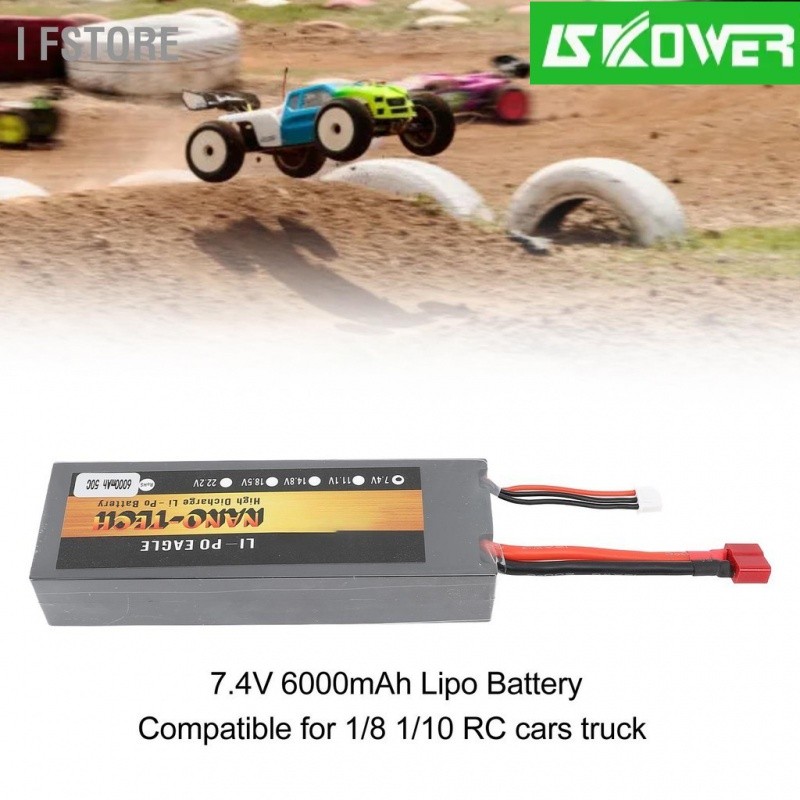 ✿I Fstore 7.4V 50C 6000MAhแบตเตอรี่Lipoความจุสูงน้ำหนักเบาที่มีประสิทธิภาพ 2Sกรณีแบตเตอรี่สำหรับ 1/8