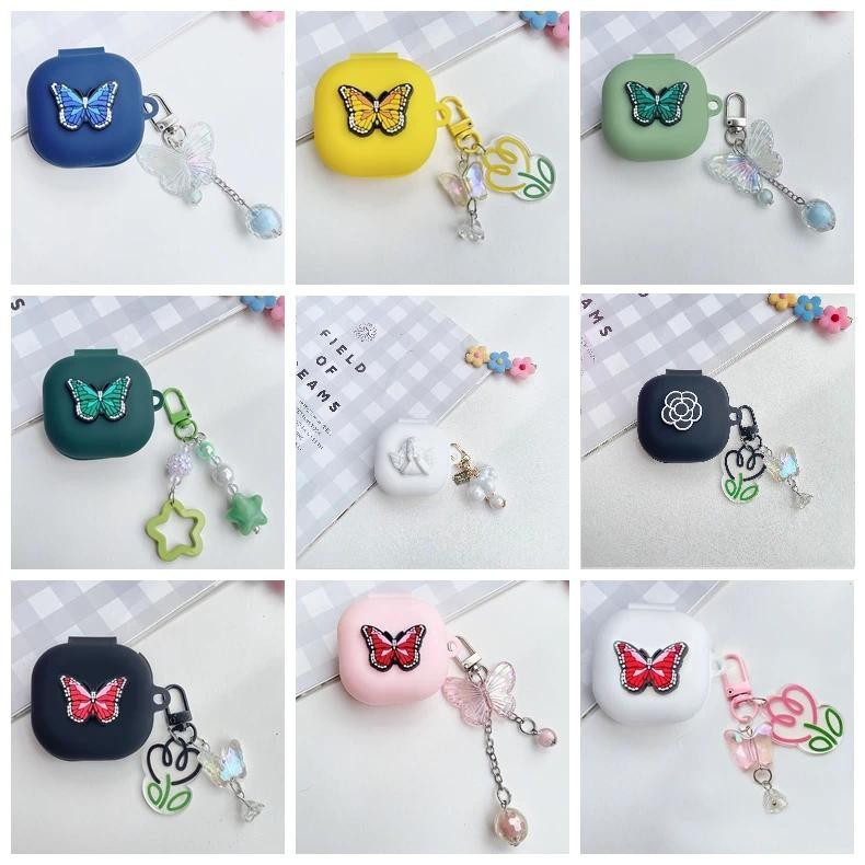 สําหรับ Soundcore R50i NC / P30i กรณีผีเสื้อหรูหราหูฟังซิลิโคนป้องกันพร้อมพวงกุญแจสําหรับ Soundcore 