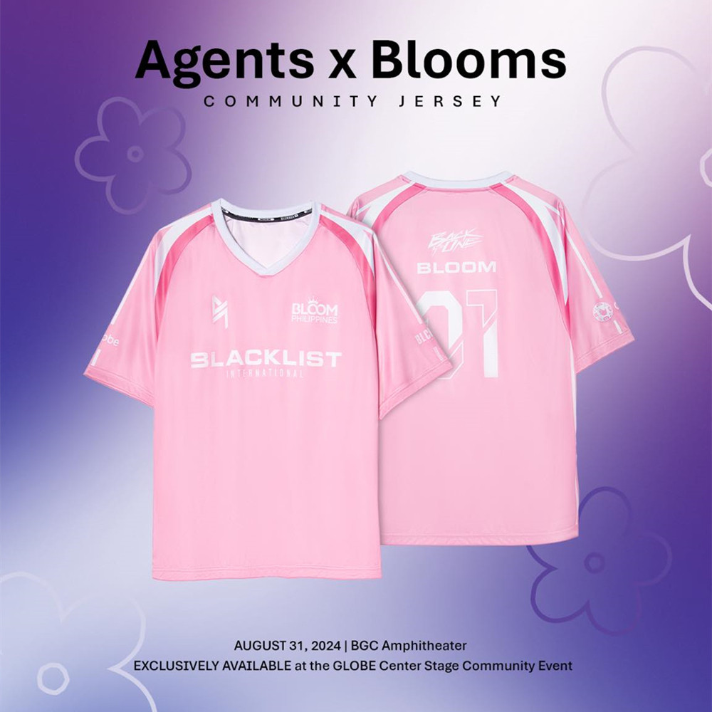 2024 Blacklist International Limited-edition Agents X Blooms เสื้อแข่งชุมชน ล่าสุด Blacklist E-sports O-Neck เสื้อยืด Unisex Heat Sublimation Mens Tops