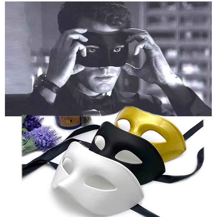 ฮาโลวีน Props Ball หน้ากากสีดําครึ่งหน้าผู้ใหญ่สีขาวหนา Eye Mask ผู้ชาย Retro Christmas ผลิตภัณฑ์