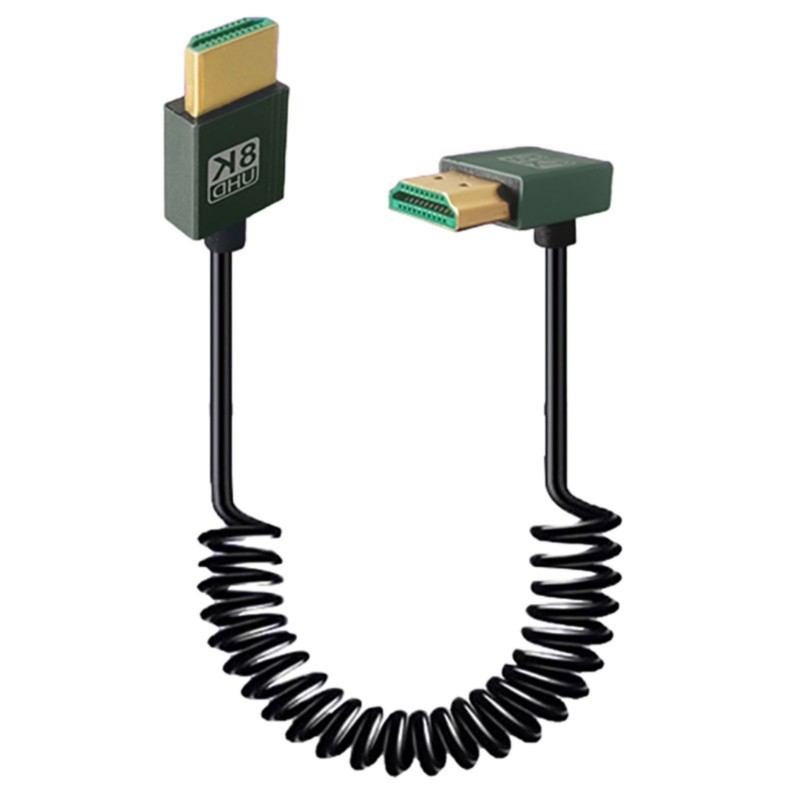 seve* 8k Short HDMI เข้ากันได้กับสายขดที่รองรับ HDMI 48Gbps ความเร็วที่รวดเร็วชายกับชาย 8K HDMI เข้ากันได้กับ 2 1 Supp