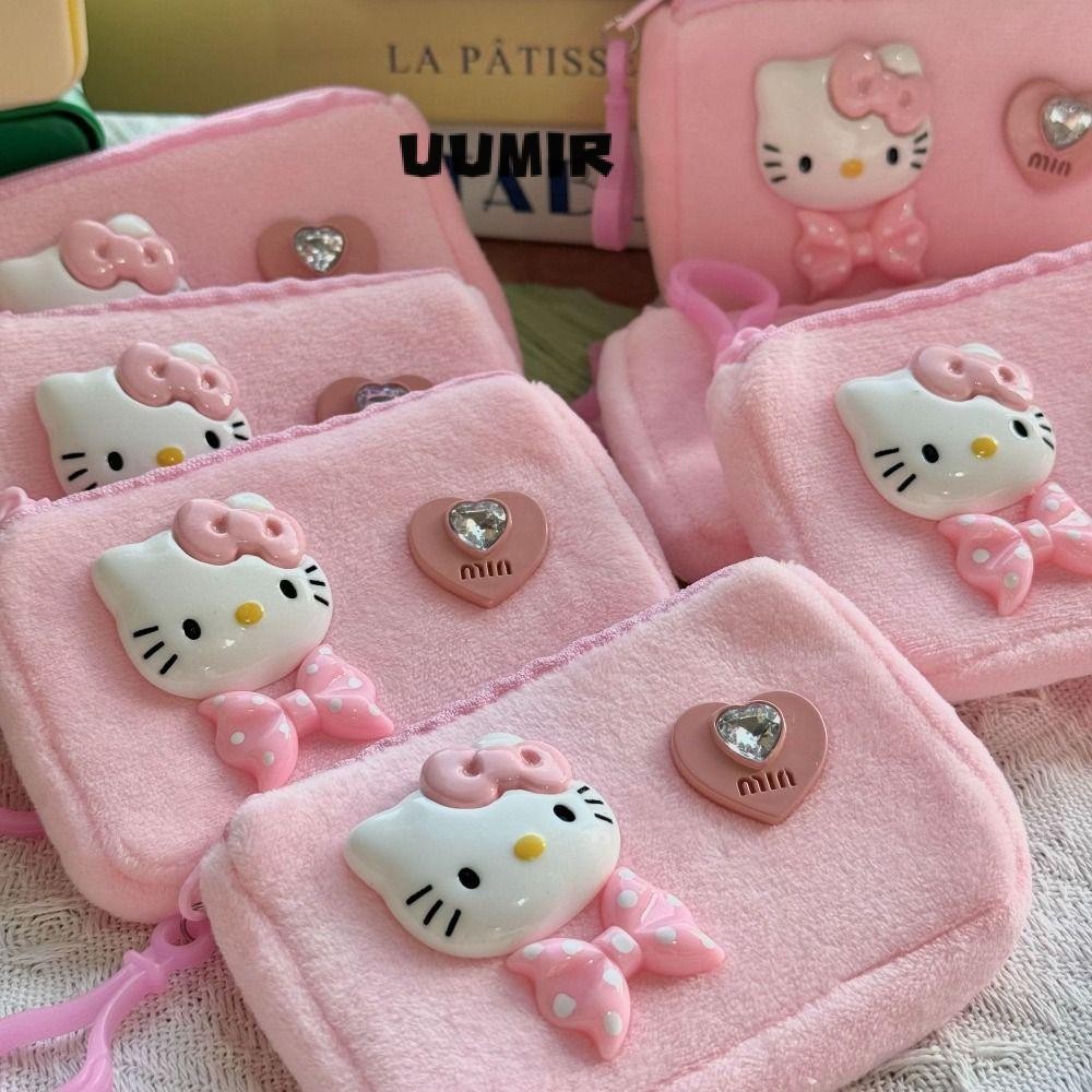 UUMIR SANRIO กระเป๋าใส่เหรียญตุ๊กตา,ของขวัญสาวน่ารัก ซานริโอ การ์ดกระเป๋า,อุปกรณ์อะนิเมะของเล่น น่ารัก สวัสดี คิตตี้ ตุ๊กตากระเป๋าจี้