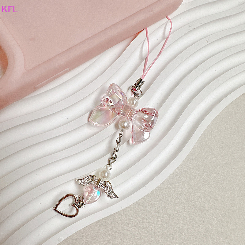 (KFL) Y2k Bowknot โซ่โทรศัพท์ Sweet Angel Wings Love Heart จี้หูฟัง Anti-Lost Lanyard กระเป๋าตกแต่งขายร้อน