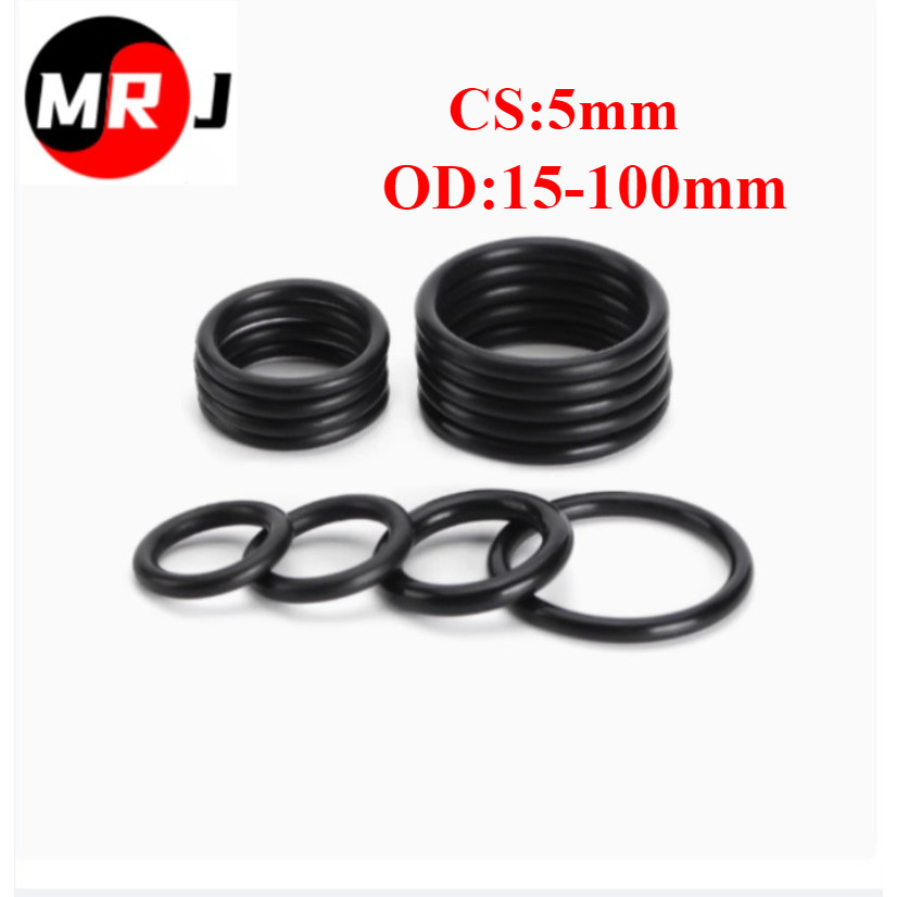 [MRJ] ยางฟลูออรีนโอริง FKM สีดํา CS5mm * OD15-100mm แหวนซีลซิลิโคนไนไตรล์ทนอุณหภูมิสูงทนต่อการสึกหรอยางทนแรงกด O-Ring