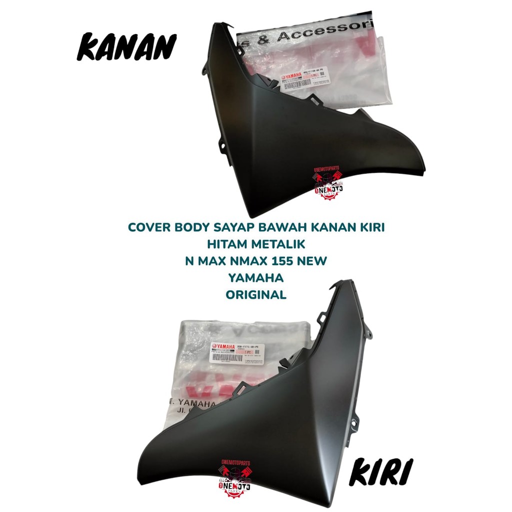ฝาครอบร่างกาย LOWER WING RIGHT ซ้ายสีดํา METALLIC N MAX NMAX 155 ใหม่ YAMAHA ORIGINAL B6H-F171M-00-P