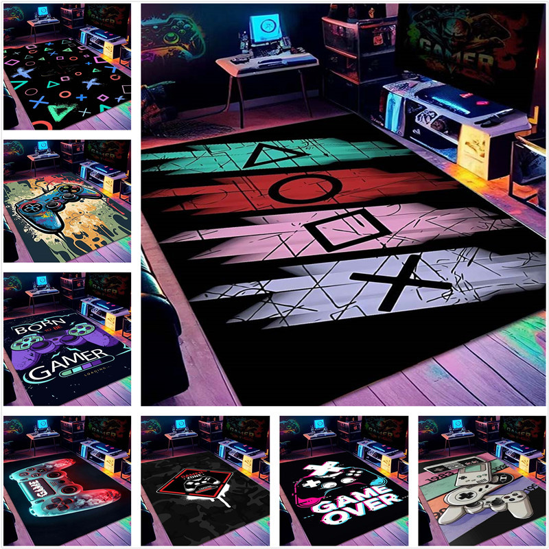 วิดีโอเกม City Cyberpunk Gamepad Esports Room พรม Esports เก้าอี้ ทนต่อการสึกหรอและสกปรกแผ่นปูพื้นห้องนอน Study คอมพิวเตอร์เกมเครื่องหมุนเก้าอี้ Anti slip MAT-2