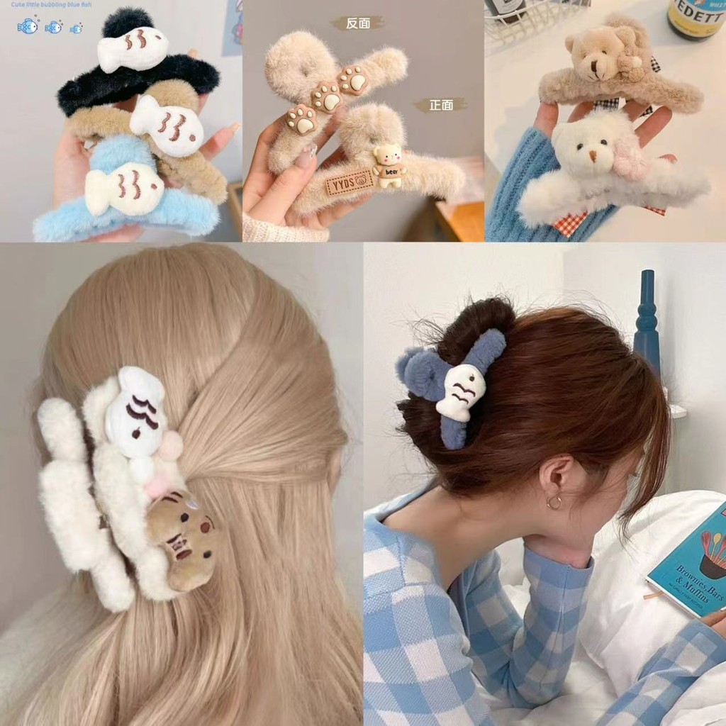 กิ๊บติดผมตุ๊กตาปลาขนาดเล็กหญิง 2024 สไตล์ใหม่ด้านหลังศีรษะคลิปฉลามน่ารัก