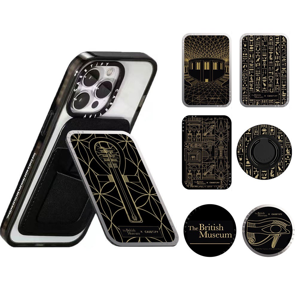 Casetifg British Museum Series คุณภาพสูง Cardholder Stand Super Magnetic Ring Buckle สําหรับ iPhone Universal Mobile Portable Holder ใช้งานร่วมกับ Samsung