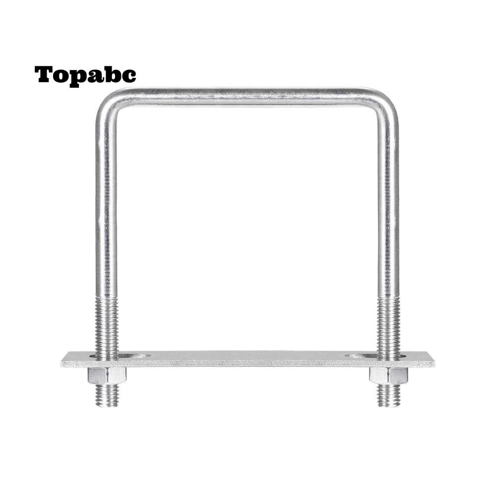 Top แคลมป์สลักเกลียว U M10 สเตนเลส ทรงสี่เหลี่ยม ขนาด 10*110*135 มม. ป้องกันสนิม สีเงิน พร้อมน็อต และแผ่น