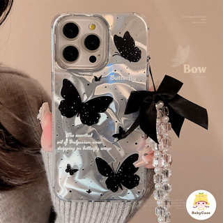 ตัวอักษรผีเสื้อสีดำแสนหวานแสนโรแมนติก เคสไอโฟน 15 17 13 11 16 14 12 Pro Max 7Plus XR 8 15 Plus X XS Max SE 2022
