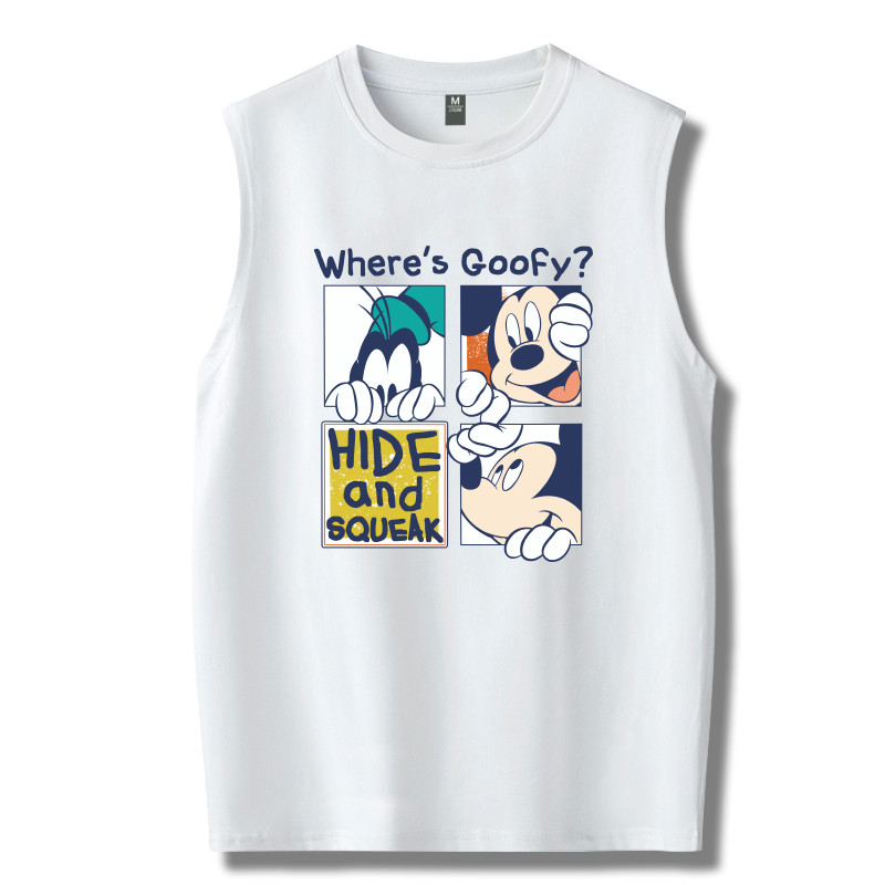 เสื้อยืดแขนกุด Disney Mickey Fashion Sports Cotton แฟชั่นมิกกี้สไตล์ฮาราจูกุ