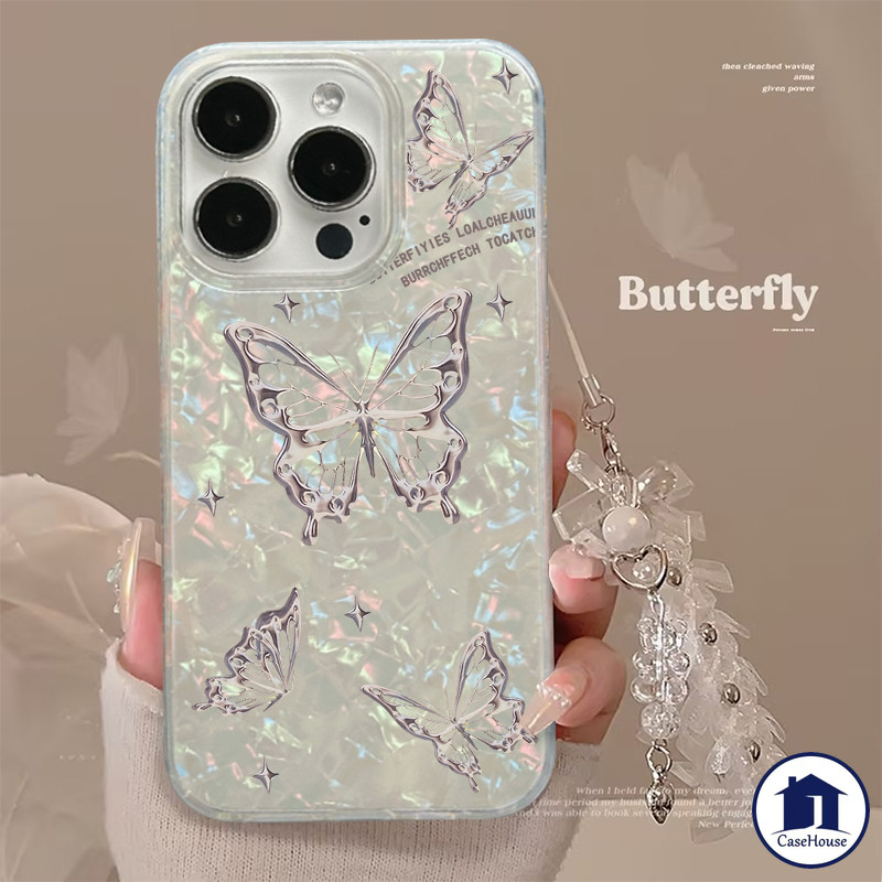 เคสนิ่มลายเปลือกหอยผีเสื้อเรียบง่าย เข้ากันได้กับ iPhone 11 12 13 14 15 Pro Max XR 7 8 Plus X 14 12 15 13 Pro XS MAX SE