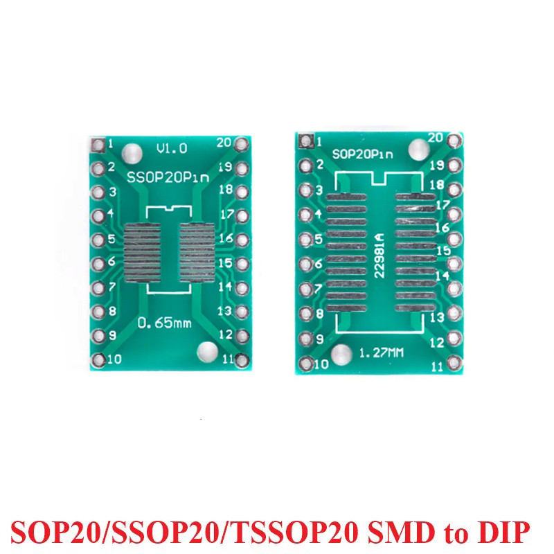 10pcs SOP20/SSOP20/TSSOP20 SMD ถึง DIP เปิด DIP20 0.65 มม./127 มม.Pitch Adapter Transfer Board PCB Pinboard Pin IC Test แผ่น