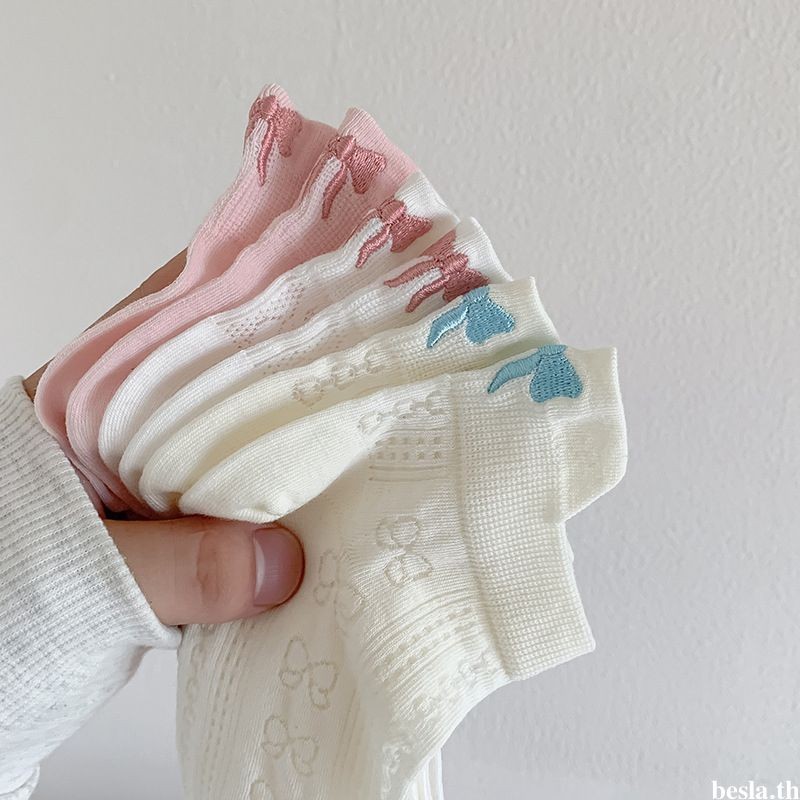 🔥🔥🔥ถุงเท้าโบว์ผู้หญิงรุ่นสั้นแบบบางInsสไตล์ญี่ปุ่นแฟชั่นสไตล์เกาหลีน่ารักๆสําหรับผู้หญิงกันน้ำกันเหงื่อข้อสูงผ้ายืดbesla.th - รูปที่ 6