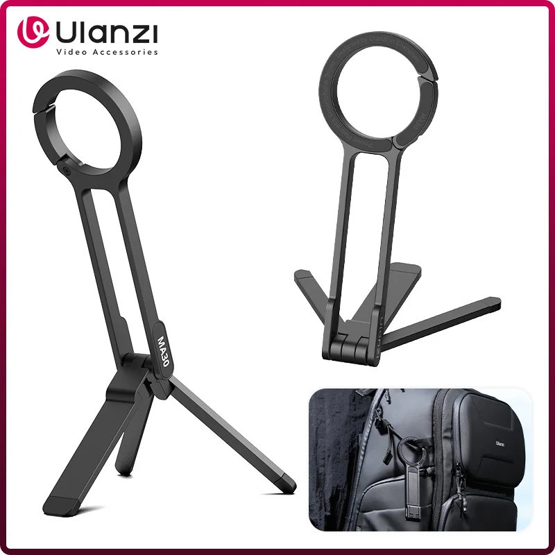 Ulanzi MA30 Carabiner-ติดตั้งโทรศัพท์ขาตั้งกล้องDual-ด้านแม่เหล็กที่วางโทรศัพท์สําหรับวิดีโอLight Ou
