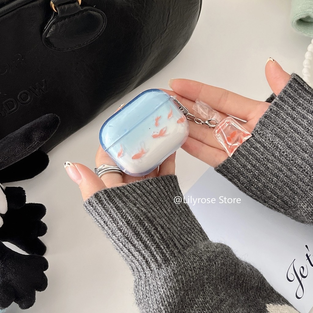 เคสใสสําหรับ แอร์พอด 4 [2024] แอร์พอด มือโปร2 3 2 1 แอปเปิล ชุดหูฟังไร้สายบลูทูธป้องกันกับเชือกปลาสีแดงและสีน้ําเงิน - รูปที่ 6