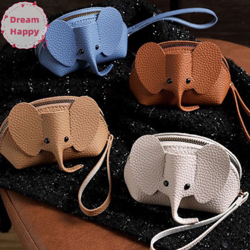 Dreamhappy PU หนังช้างเงินกระเป๋าผู้หญิงกระเป๋าใส่เหรียญพร้อมแหวนกุญแจ al ซิปกระเป๋าเก็บ Key Case TH