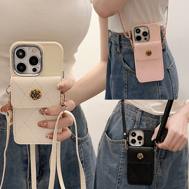 เคส For Samsung Galaxy S24 S23 Ultra S23+ S22 LITE S21 5G S20 FE A73 A21S A55 A35 A02 M02 A11 M11 A31 A71 4G A20 A30 A20S A10S A7 2018 Note 20 10 Plus 10+ Ins Niche Superior Sensory Cortex Crossbody Card Bag Silicone Soft Phone Case JSK 10