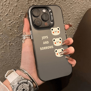 โลหะชุบโลหะด้วยไฟฟ้า ไอโฟนหมีน้อยสามตัวfor 11 iPhone 12 13 14 15Pro MAX X XS XR 7 8Plus เคสโทรศัพท์
