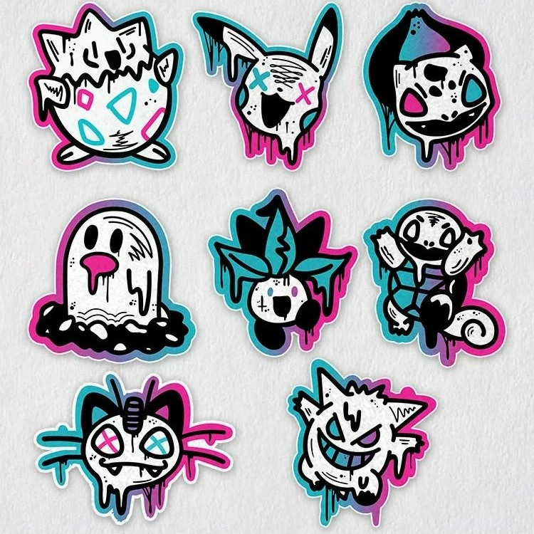 🍀Cyberpunk Pokémon Pikachu Genggui co-signed reflective motorcycle car sticker