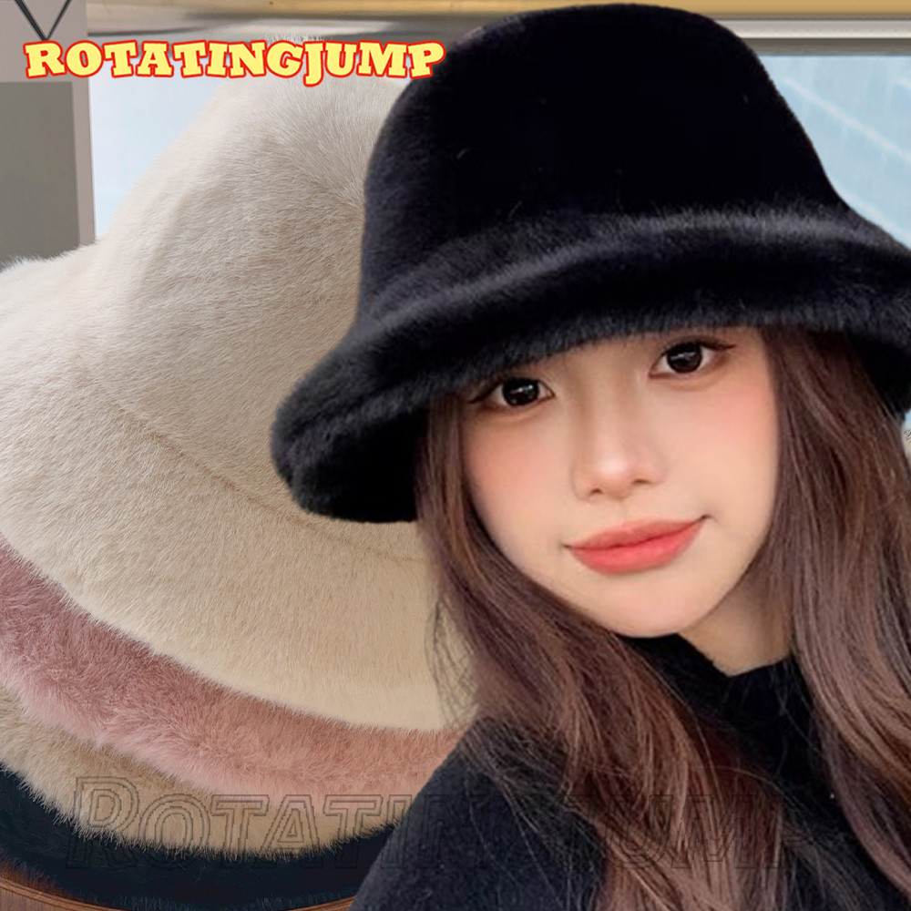 หมวกบักเก็ต – แฟชั่นฤดูใบไม้ร่วงฤดูหนาวหมวกกลางแจ้ง-กันลม,ข้น,อุ่น,นุ่ม-สีทึบหมวกชาวประมงปุย