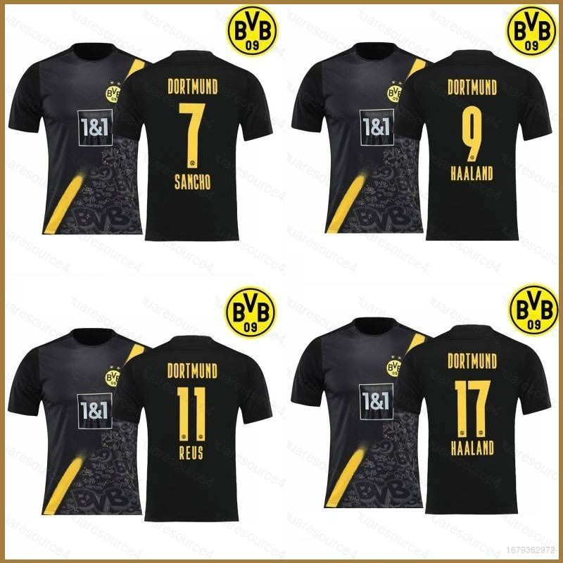 2020-2021 Borussia Dortmund Away เสื้อฟุตบอล Sancho Haaland Reus TShirt เสื้อกีฬาเสื้อฟุตบอล Unisex 