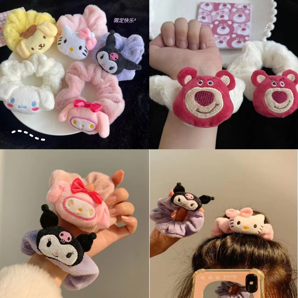 ญี่ปุ่นน่ารักการ์ตูน Plush Hair Band Cat Girls ขนาดใหญ่ Scrunchies หางม้าผม Tie