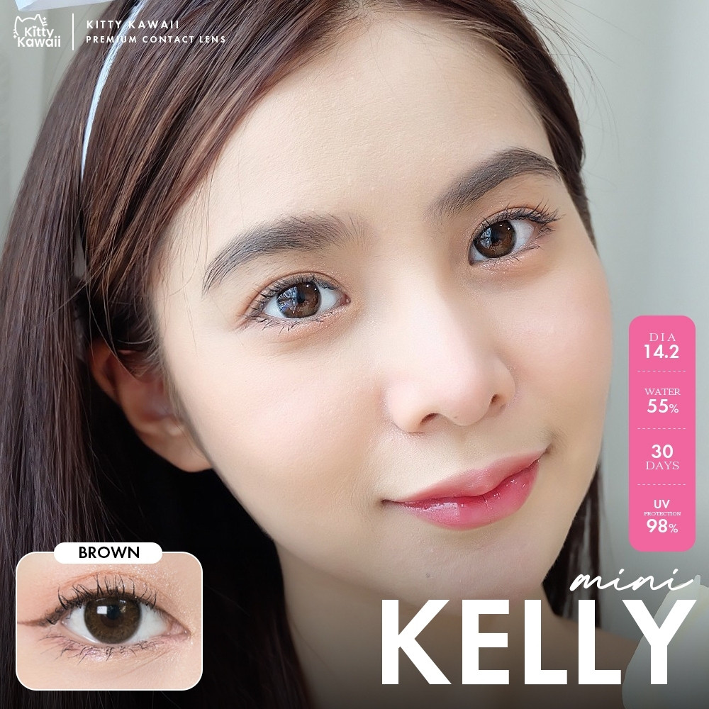 🔥 คอนแทคเลนส์ ❤️Size : S❤️รุ่น Mini Kelly (kittykawaii) สี : Brown / Gray