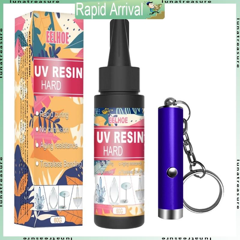 Lun 1 ชุดอีพ็อกซี่เรซิน UV กาวแข็งใส ไฟฉายอัลตราไวโอเลต UV เครื่องประดับกาวเรซิน
