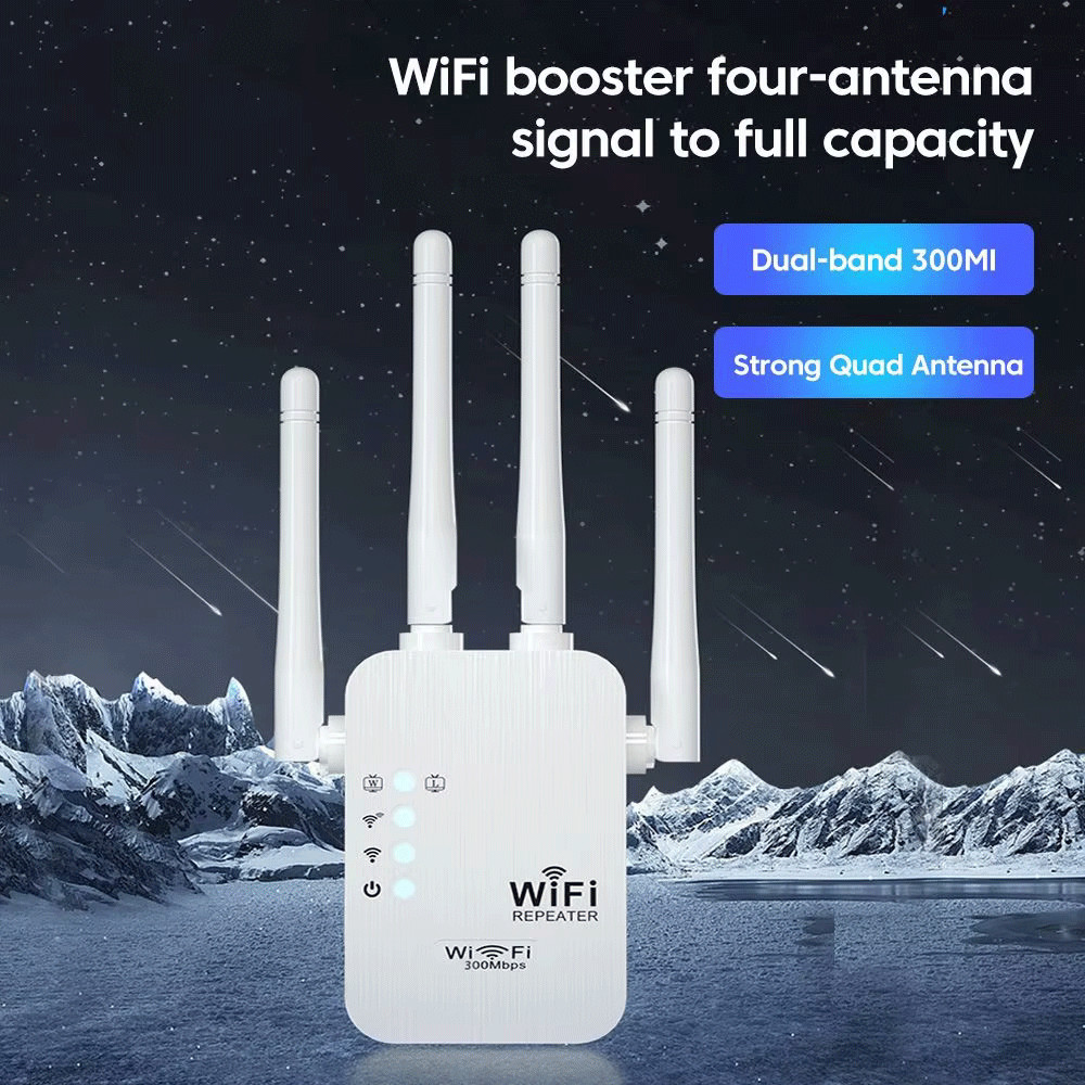 300mbps WiFi Repeater EU ปลั๊ก Dual-Band Network Amplifier WPS Router สัญญาณไร้สาย Wi Fi Booster การสื่อสาร Extender