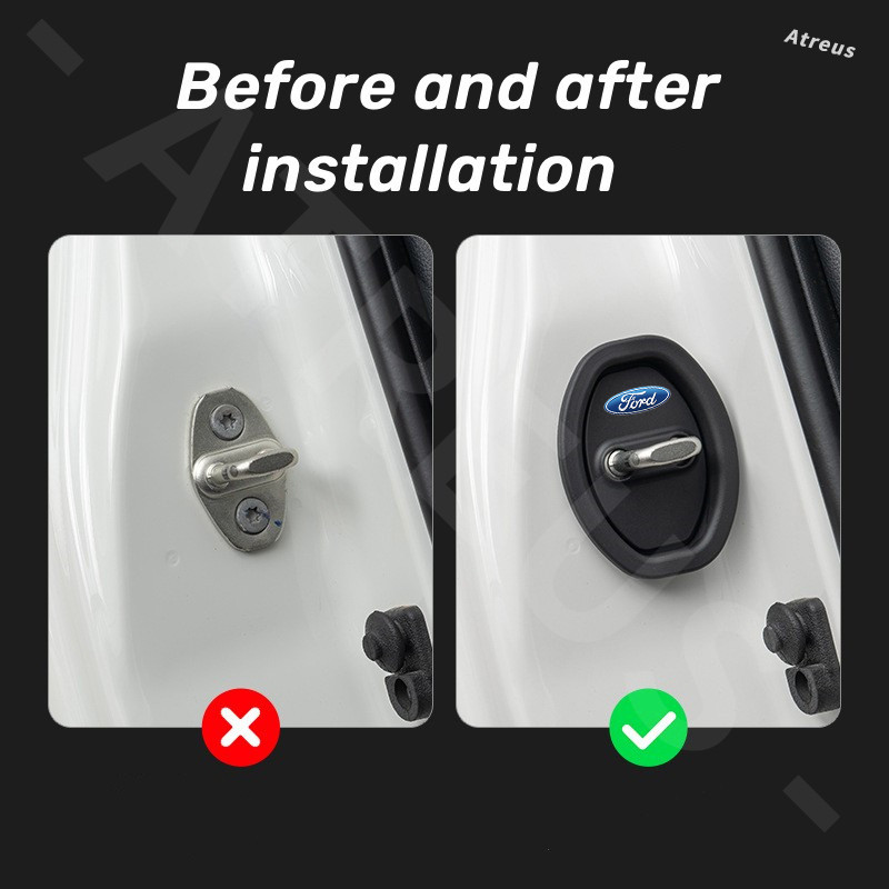 4 ชิ้น Ford ซิลิโคนรถประตูล็อ ฝาครอบป้องกัน รถประตูล็อคฝาครอบป้องกันซิลิโคนประตูล็อคโช้คอัพเงียบ สำหรับ Ford Ranger Raptor Everest Fiesta Focus Mustang Escape Ecosport STI - รูปที่ 2