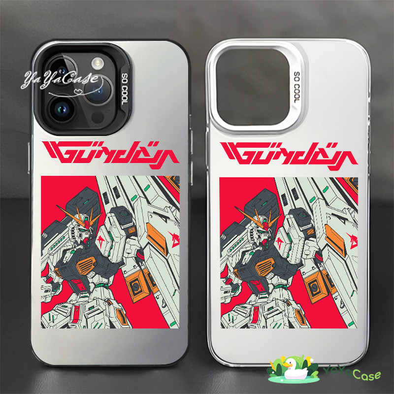 【GUNDAM】สำหรับ iPhone11 13 Case For เคสไอโฟน14 15 12 Pro Max X XR XS MAX 7 8 15 Plus หรูหราหรูหราสไตล์ขั้นสูงสีเงินเคส