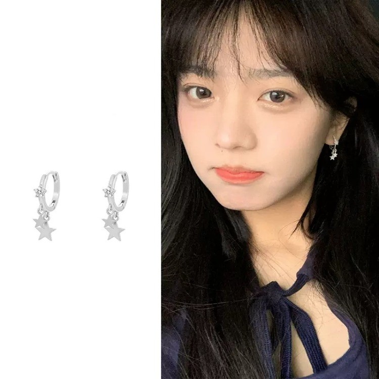 ส925 เงินสเตอร์ลิงแหวนดาวต่างหูแฟชั่นที่เรียบง่ายเครื่องปร