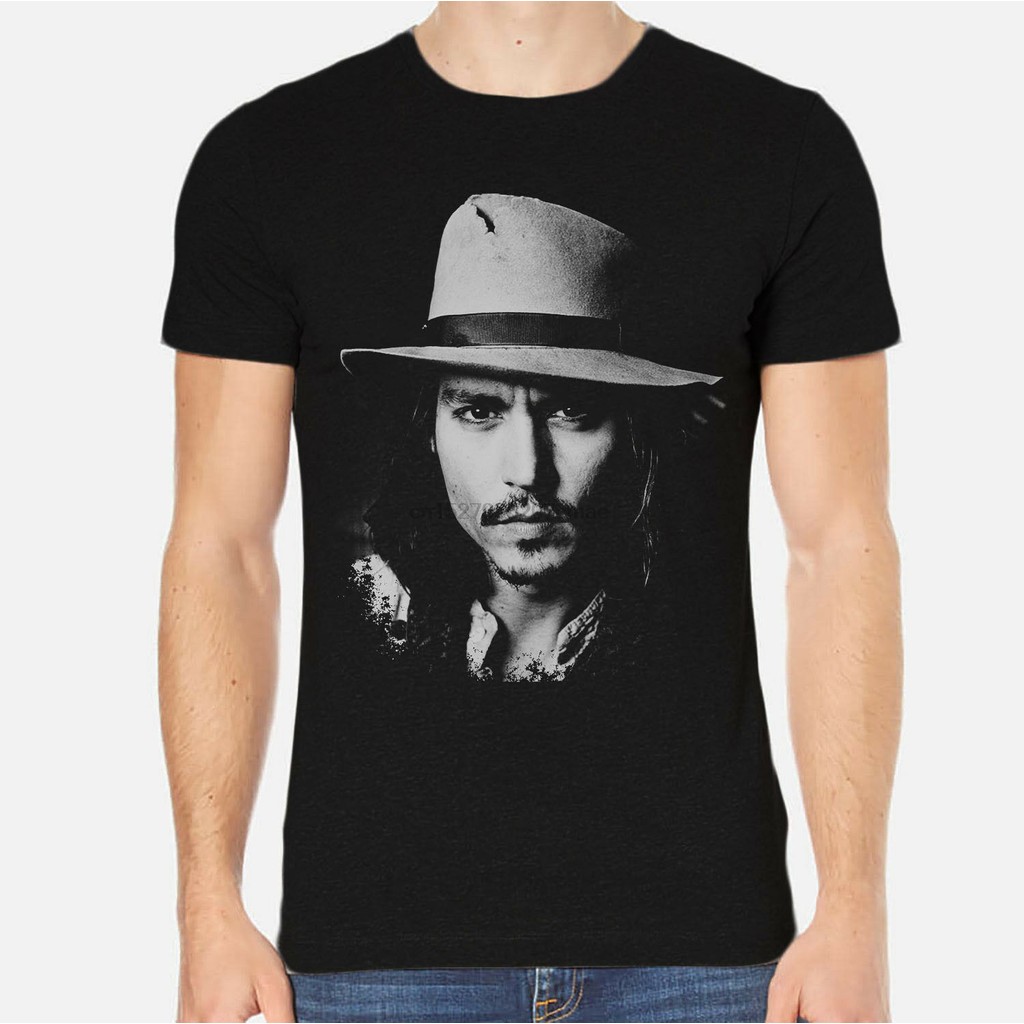 เสื้อยืดสีดำ Johnny Depp สำหรับผู้ชาย