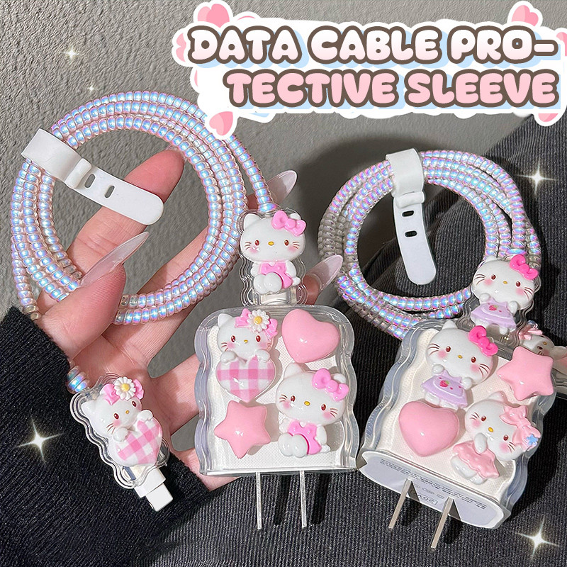 ตัวป้องกันอะแดปเตอร์เคสป้องกัน Iphone 18w&20wการ์ตูน Data Cable ฝาครอบป้องกันรูปแบบคลื่น Charger Soft Case-CY