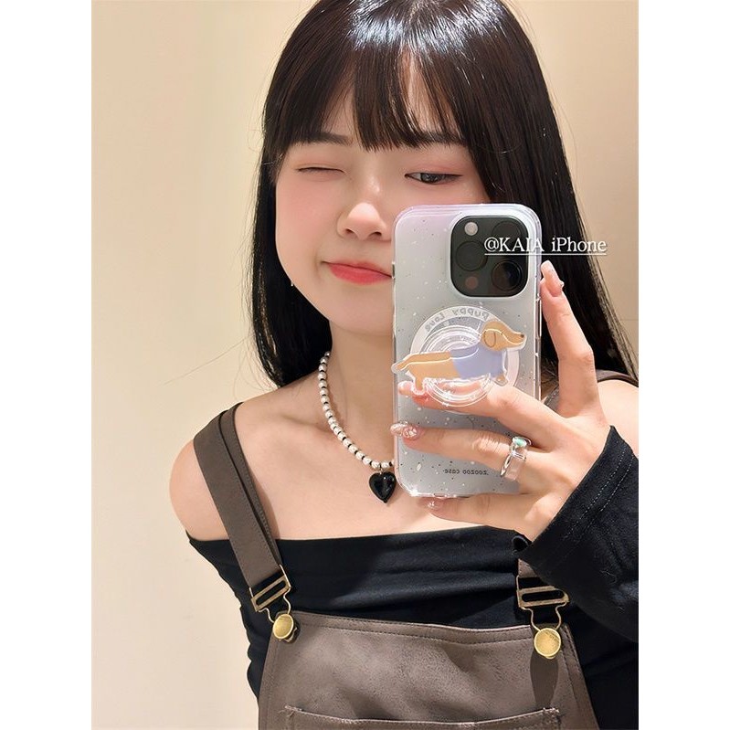 ลูกสุนัขน่ารักรุ่นคู่เคสโทรศัพท์มือถือไอโฟนขาตั้งแม่เหล็ก iPhone Case iPhone 11 Case iPhone 13 Case iPhone 15 PRO MAX Case