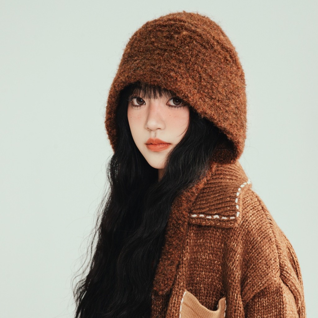 MISSKOI ฤดูใบไม้ร่วงฤดูหนาวที่อบอุ่นป้องกันหูหมวกขนสัตว์ตุ๊กตาน่ารักสาว Barack หมวกฝรั่งเศส Simple All-Match ขนาดเล็กถักหมวก - รูปที่ 2