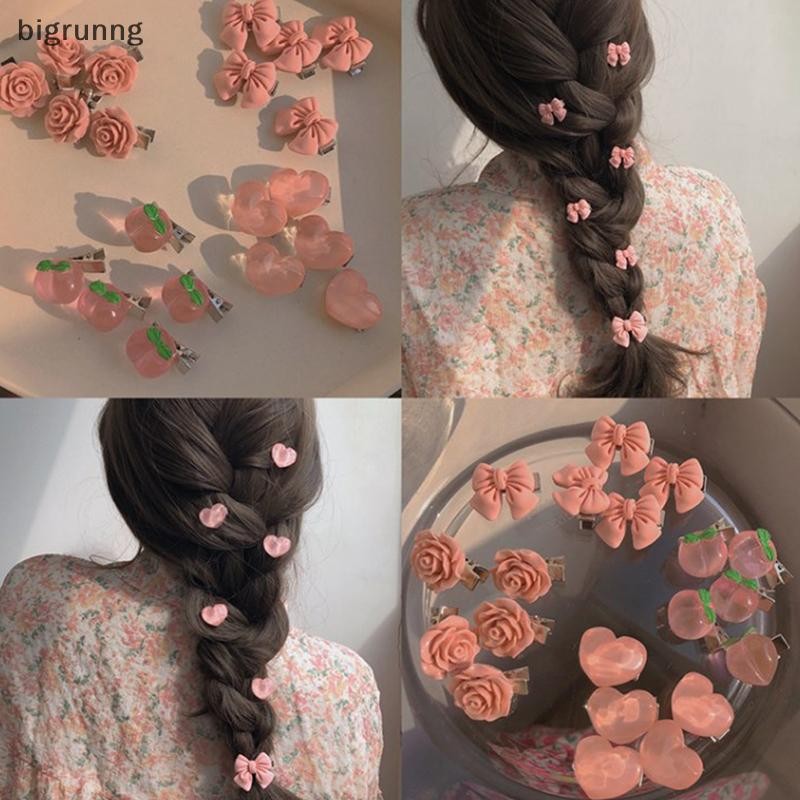 Bigrunng 1 PC น่ารักผีเสื้อ Rose Peach Hairpin กิ๊บติดผมสําหรับสาวผู้หญิงของขวัญคลิปด้านข้าง SG