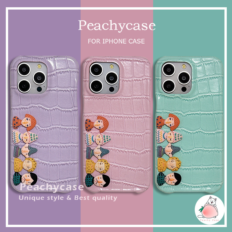 3ง การ์ตูนตุ๊กตา มาการอง สีจระเข้ลายหนังกรณีโทรศัพท์เข้ากันได้สําหรับ ไอโฟน 16 15 14 13 12 มือโปร สูงสุด 11 ช็อกหลักฐานปลอกปกหลัง