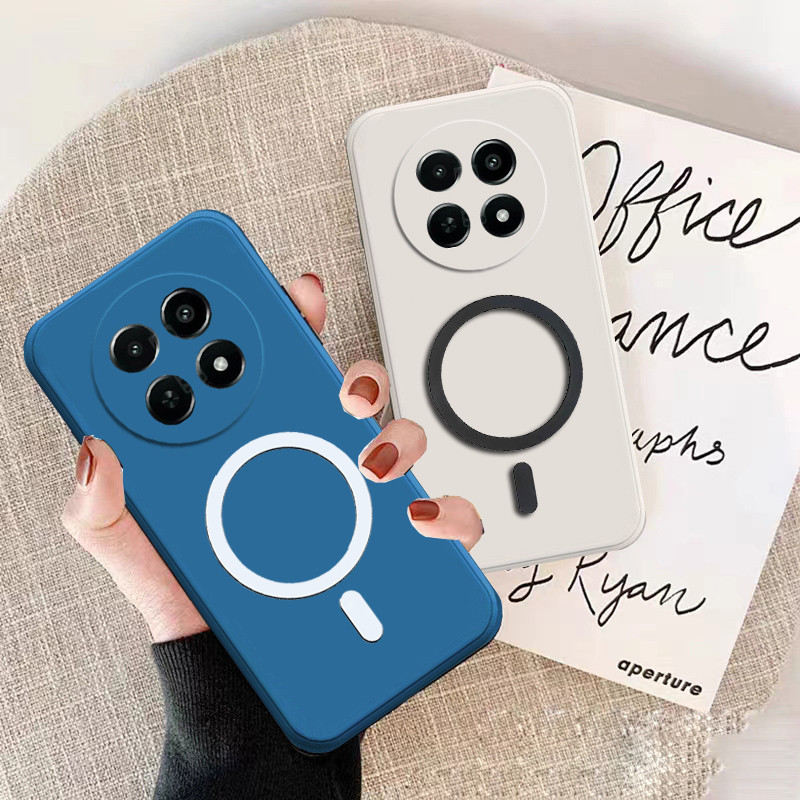 Oppo Realme 12 5G 12X Realme 13 Pro 12 Plus Realme12 4G ปลอกเคสโทรศัพท์พร้อมสติกเกอร์ชาร์จไร้สายแม่เหล็ก