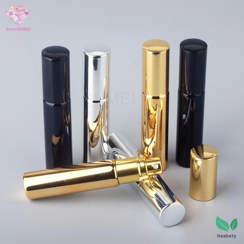 Heabety 10ML ขวดรีฟิลแก้วยูวีแบบพกพาพร้อมขวดอลูมิเนียมตัวอย่างภาชนะเปล่าใหม่